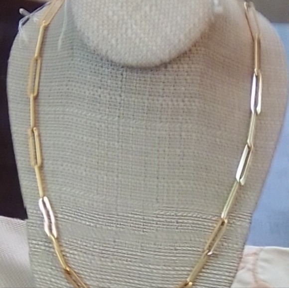 Gold Plate Geometric Link 18K PLATED Necklace - Picture 1 of 8